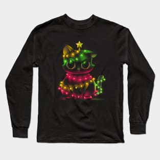 Meow Catmas Lights Ugly Sweater by Tobe Fonseca Long Sleeve T-Shirt